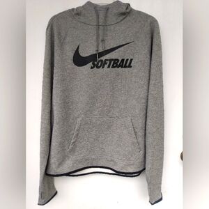 Nike Therma Pullover Softball Hoodie Sweatshirt Hooded Gray Swish Dri-fit Drifit